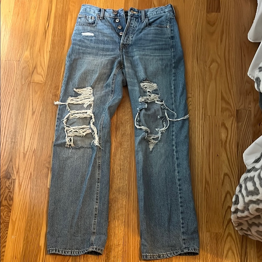 Distressed Blue Jeans